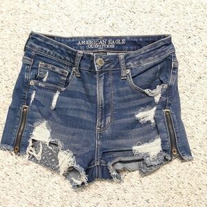 American Eagle Y2k Super High Rise Shortie Super Stretch Grunge Skater Girl 6